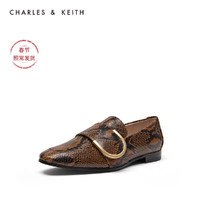 CHARLES&KEITH女鞋SL1-70280001金属扣饰低跟乐福鞋单鞋女（38、Multi综合色）