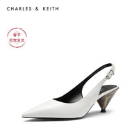 CHARLES&KEITH女鞋SL1-61780022透明后跟尖头高跟单鞋（37、Black黑色）