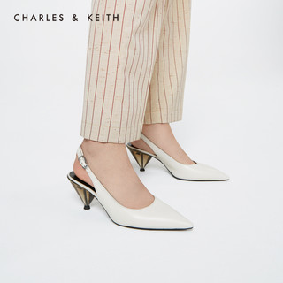 CHARLES&KEITH女鞋SL1-61780022透明后跟尖头高跟单鞋（37、Black黑色）