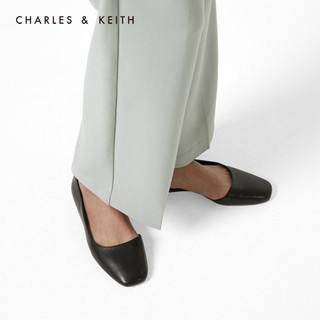 CHARLES&KEITH2020秋冬女鞋CK1-70900169一字带平底单鞋（36、Chalk粉白色）
