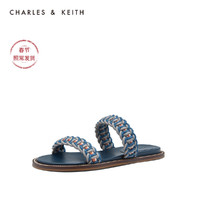 CHARLES&KEITH女鞋CK1-70380767编织带平底露趾凉拖女（36、Mustard黄褐色）