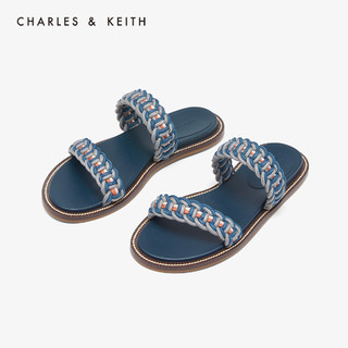 CHARLES&KEITH女鞋CK1-70380767编织带平底露趾凉拖女（36、Mustard黄褐色）