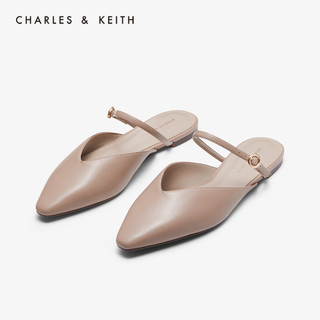 CHARLES&KEITH女鞋CK1-70900184平底穆勒鞋（38、Taupe灰褐色）