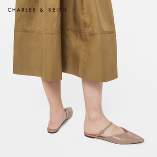 CHARLES&KEITH女鞋CK1-70900184平底穆勒鞋（38、Taupe灰褐色）