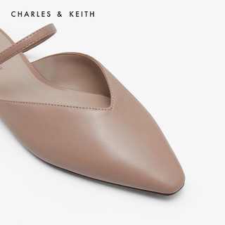 CHARLES&KEITH女鞋CK1-70900184平底穆勒鞋（35、Black黑色）