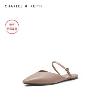 CHARLES&KEITH女鞋CK1-70900184平底穆勒鞋（37、Black黑色）