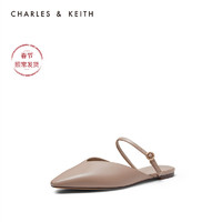 CHARLES&KEITH女鞋CK1-70900184平底穆勒鞋（38、Black黑色）