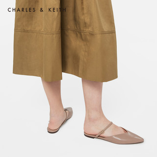 CHARLES&KEITH女鞋CK1-70900184平底穆勒鞋（36、White白色）