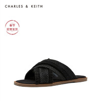 CHARLES&KEITH女鞋CK1-70390283交叉带露趾凉拖鞋（38、Chalk粉白色）