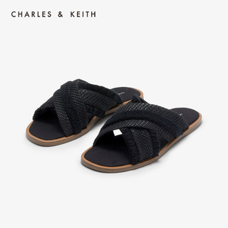 CHARLES&KEITH女鞋CK1-70390283交叉带露趾凉拖鞋（37、Teal蓝绿色）