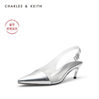 CHARLES&KEITH女鞋CK1-61680083透明尖头高跟凉鞋（41、White白色）