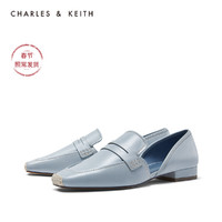 CHARLES&KEITH女鞋CK1-70390290缝线乐福鞋单鞋（37、Black黑色）