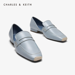 CHARLES&KEITH女鞋CK1-70390290缝线乐福鞋单鞋（41、Black黑色）