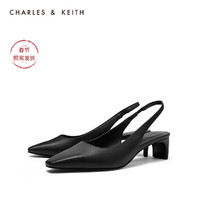 CHARLES&KEITH女鞋CK1-60920192后绊带高跟凉鞋（37、Black黑色）