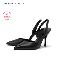 CHARLES&KEITH女鞋CK1-61680095后绊带尖头高跟凉鞋（41、Pink粉红色）