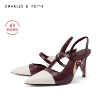 CHARLES&KEITH女鞋CK1-60920190拼接尖头高跟凉鞋（37、Cream奶白色）