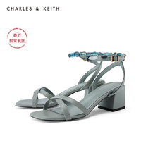 CHARLES&KEITH女鞋CK1-60480016串珠腕带高跟凉鞋（35、White白色）