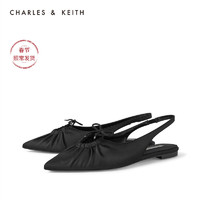 CHARLES&KEITH女鞋CK1-70900195褶皱鞋面平跟凉鞋（38、Blush浅红色）