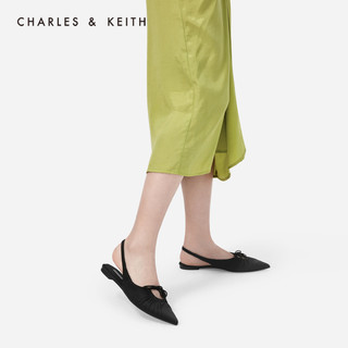 CHARLES&KEITH女鞋CK1-70900195褶皱鞋面平跟凉鞋（38、Blush浅红色）