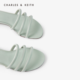 CHARLES&KEITH女鞋CK1-70390295细绊带露趾低跟凉拖鞋（39、Mint Green薄荷绿色）