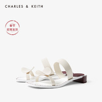 CHARLES&KEITH女鞋CK1-70390296半圆后跟凉拖鞋（38、Cream奶白色）