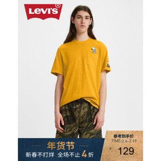 Levi'sxPeanuts2020夏季联名系列 男士商场同款圆领印花T恤34310-0014 黄色 L