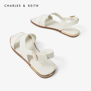 CHARLES&KEITH女鞋CK1-70900211宽绊带平跟凉鞋（36、Caramel焦糖色）