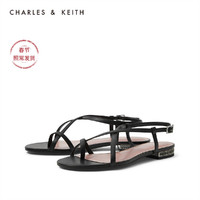 CHARLES&KEITH女鞋CK1-70390289交叉带夹趾低跟凉鞋（41、Silver银色）