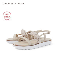 CHARLES&KEITH女鞋CK1-70900203蝴蝶结绊带厚底凉鞋（38、Cream奶白色）