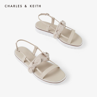 CHARLES&KEITH女鞋CK1-70900203蝴蝶结绊带厚底凉鞋（39、Red红色）