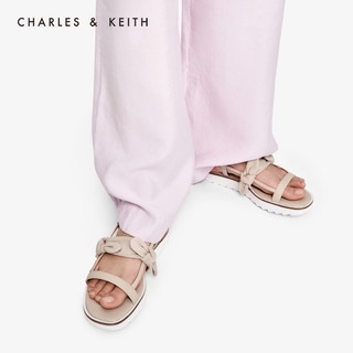 CHARLES&KEITH女鞋CK1-70900203蝴蝶结绊带厚底凉鞋（39、Red红色）