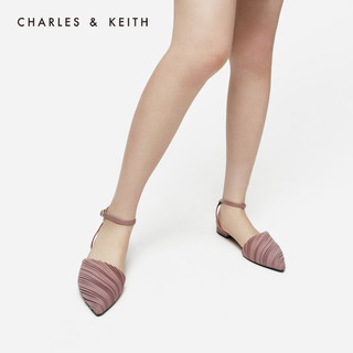 CHARLES&KEITH女鞋CK1-70390288褶皱鞋面尖头凉鞋（36、Mauve紫红色）