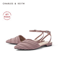 CHARLES&KEITH女鞋CK1-70390288褶皱鞋面尖头凉鞋（37、Mauve紫红色）