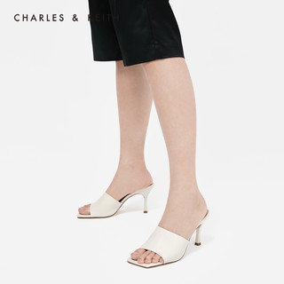 CHARLES&KEITH女鞋CK1-60480017方头高跟凉拖鞋（35、Yellow黄色）