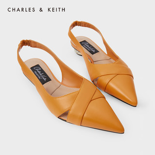 CHARLES&KEITH女鞋SL1-71720036交叉鞋面尖头低跟凉鞋（41、Pewter锡灰色）