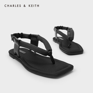 CHARLES&KEITH女鞋CK1-70380798填充绊带夹趾凉鞋（41、Cream奶白色）