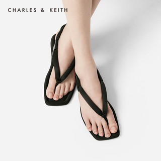 CHARLES&KEITH女鞋CK1-70380798填充绊带夹趾凉鞋（41、Cream奶白色）