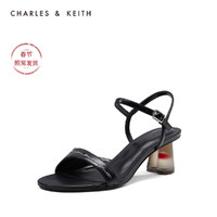 CHARLES&KEITH女鞋CK1-60900191爱心后跟高跟凉鞋（37、Red红色）