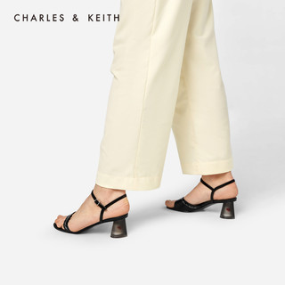 CHARLES&KEITH女鞋CK1-60900191爱心后跟高跟凉鞋（38、White白色）