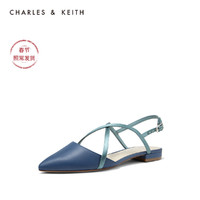 CHARLES&KEITH女鞋CK1-70900178交叉带尖头平底单鞋（38、Multi综合色）