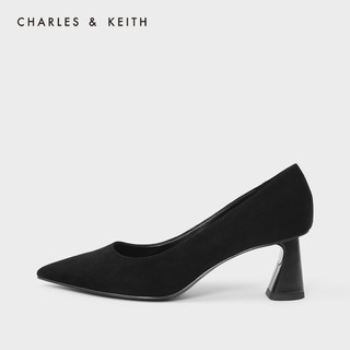 CHARLES&KEITH秋冬女鞋CK1-60280260异形跟饰尖头高跟单鞋女（41、Black黑色）