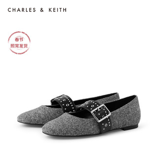 CHARLES&KEITH秋冬女鞋CK1-70900217女士玛丽珍鞋（41、DARK GREY深灰色）