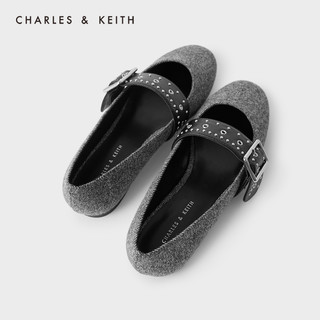 CHARLES&KEITH秋冬女鞋CK1-70900217女士玛丽珍鞋（41、DARK GREY深灰色）