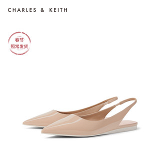 CHARLES&KEITH女鞋CK1-70900192尖头后绊带平跟凉鞋（41、Coral Pink珊瑚粉红色）