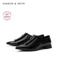 CHARLES&KEITH2020秋冬女鞋CK1-70900137流苏尖头低跟单鞋（38、Beige米色）