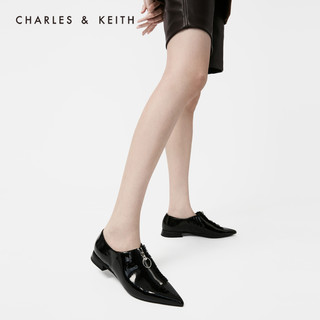 CHARLES&KEITH2020秋冬女鞋CK1-70900137流苏尖头低跟单鞋（38、Beige米色）