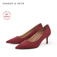 CHARLES&KEITH秋冬女鞋CK1-60280272女士简约尖头高跟单鞋（38、Camel驼色）