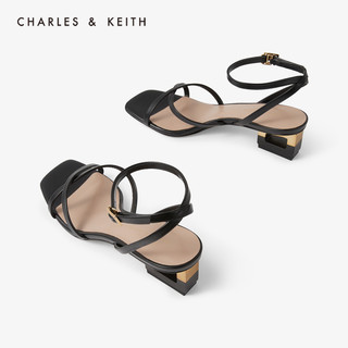 CHARLES&KEITH女鞋CK1-60280252交叉带露趾中跟凉鞋（38、Brick砖色）