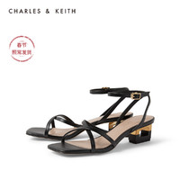 CHARLES&KEITH女鞋CK1-60280252交叉带露趾中跟凉鞋（37、Multi综合色）