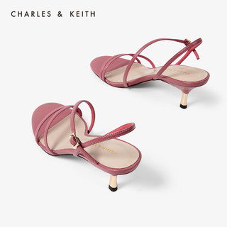 CHARLES&KEITH女鞋CK1-60361262细绊带露趾高跟凉鞋（39、Coral Pink珊瑚粉红色）